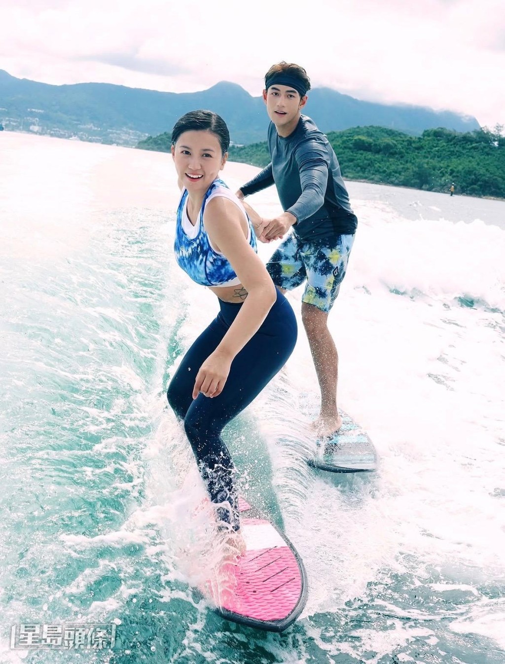 Renci、Jeffrey拍wakesurf 題材電影,事前經過幾個月特訓。 Renci、Jeffrey拍wakesurf 題材電影,事前經過幾個月特訓。