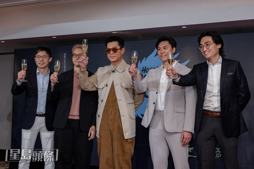 (左起)James、天下一集團業務發展及傳訊總監Sean、古天樂、Daniel、Ryan合照。 (左起)James、天下一集團業務發展及傳訊總監Sean、古天樂、Daniel、Ryan合照。
