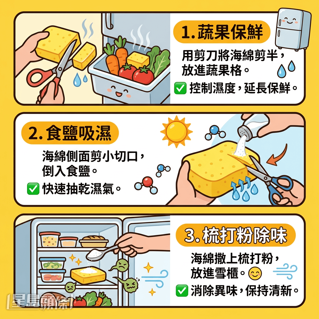 雪柜使用海绵方法