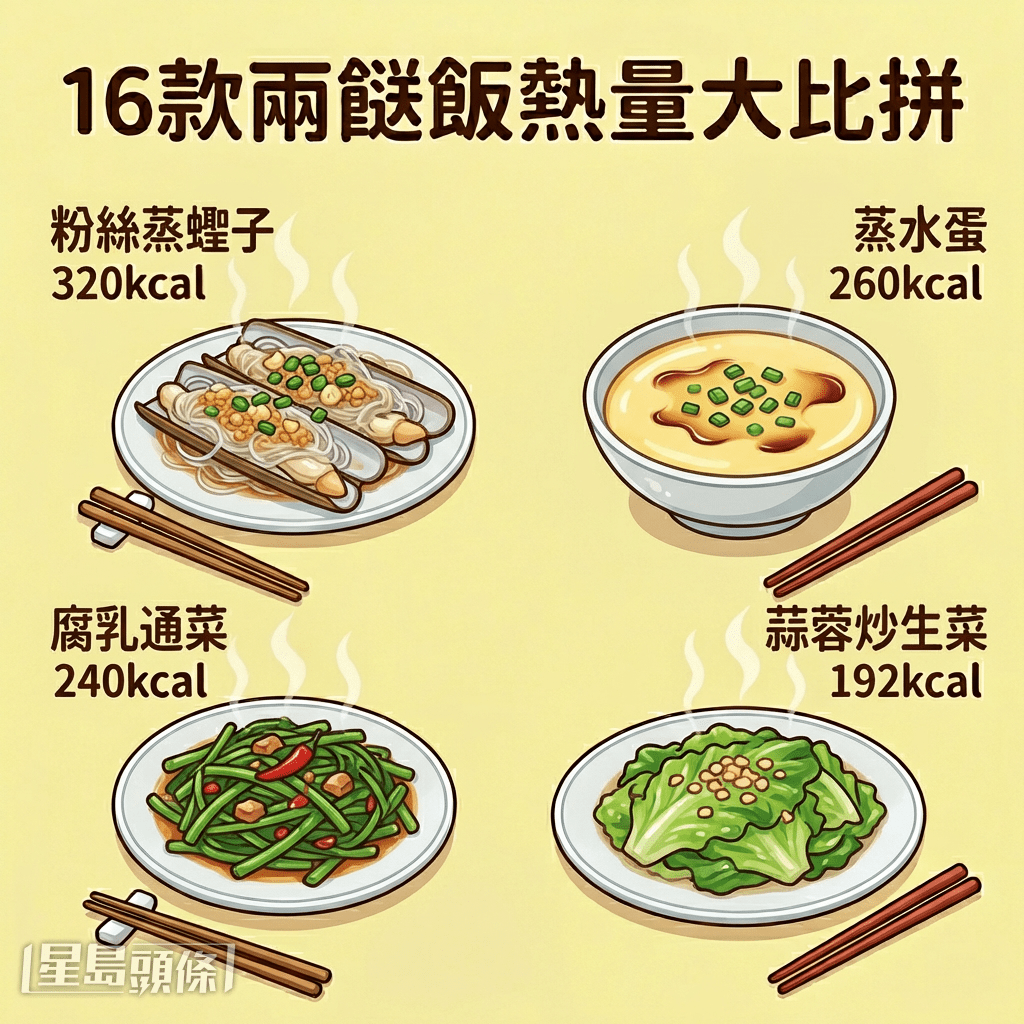 16款兩餸飯熱量大比拼