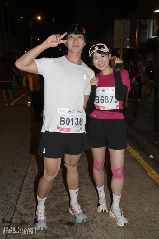 吳業坤與太太早前參加「渣打馬拉松2026」，挑戰全馬賽事。