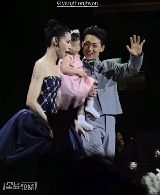 梁洪元和元賢珠拍拖9年，並育有一女，6日前一家三口才開心現身婚禮。