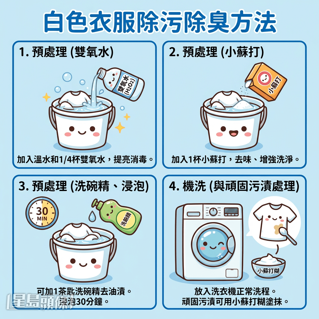 白色衣服除污除臭方法