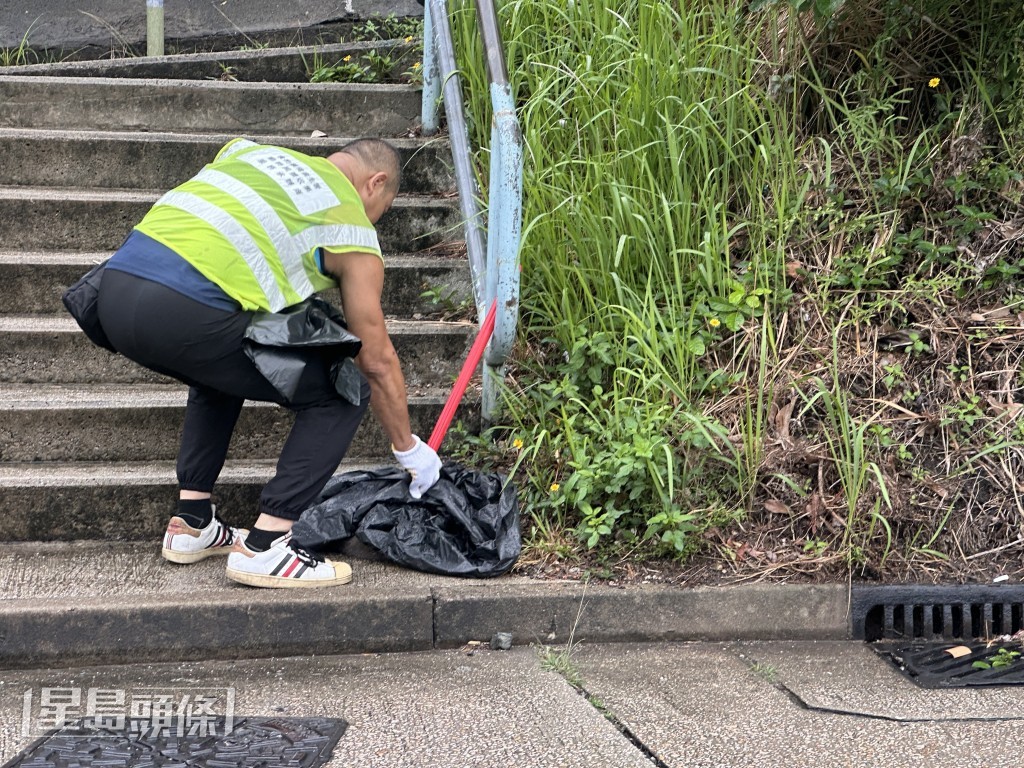 食環署人員將果子狸屍體檢走。梁國峰攝
