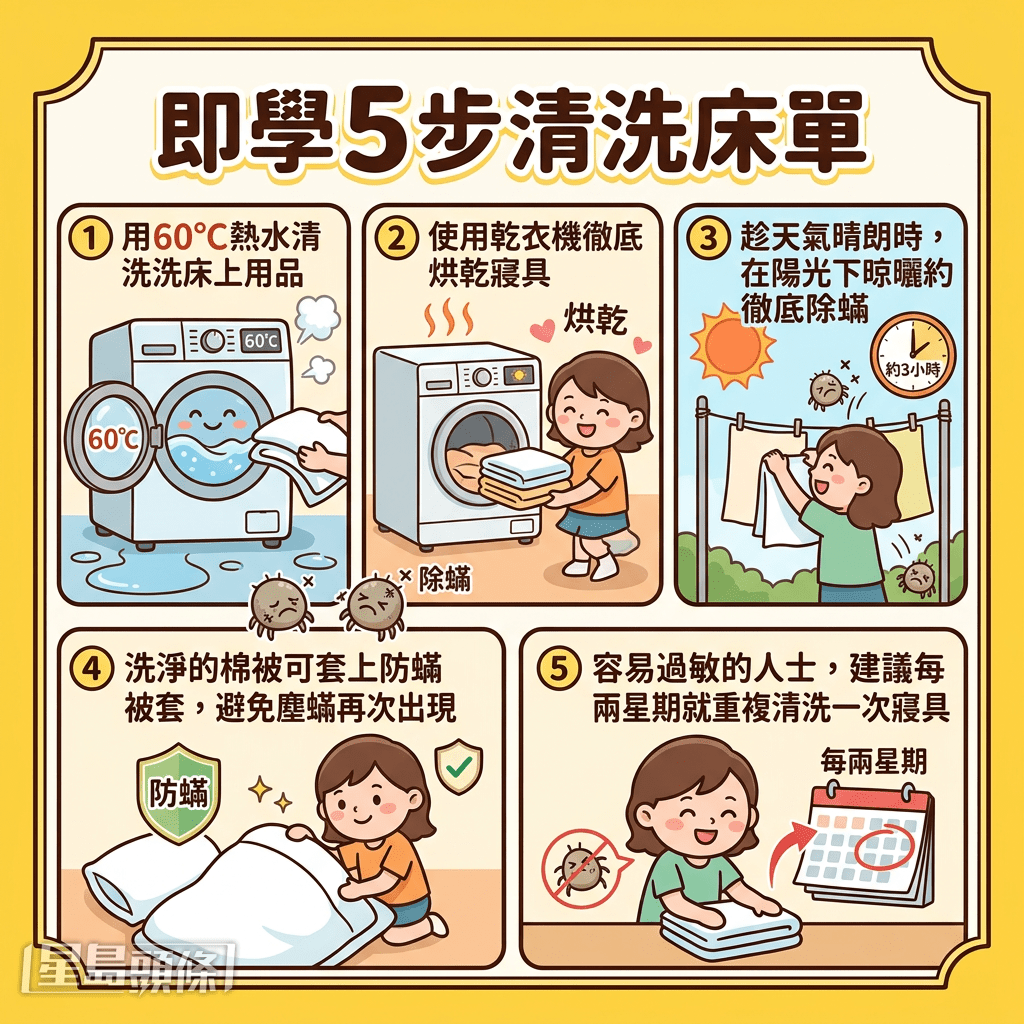 即學5步清洗床單 即學5步清洗床單