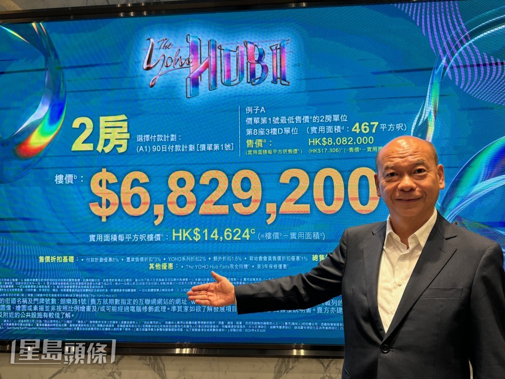 陳永傑表示，YOHO HUB II較同區同系2021年第一期開價約有近三成折讓