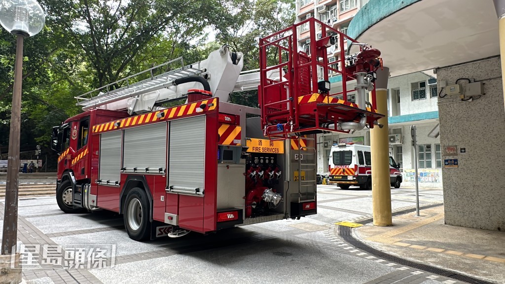 消防將事主抬落地面。劉漢權攝 消防將事主抬落地面。劉漢權攝