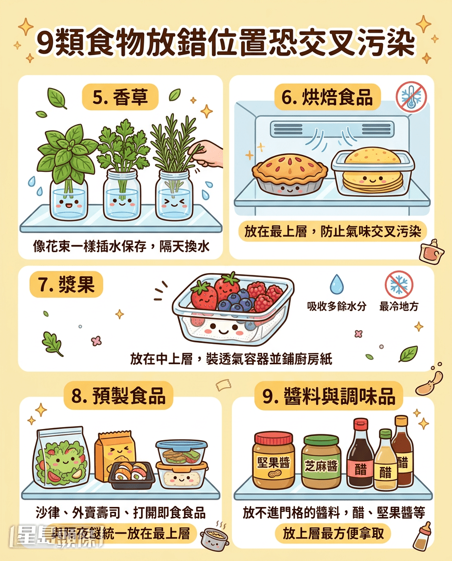9類食物放錯位置恐交叉污染 9類食物放錯位置恐交叉污染
