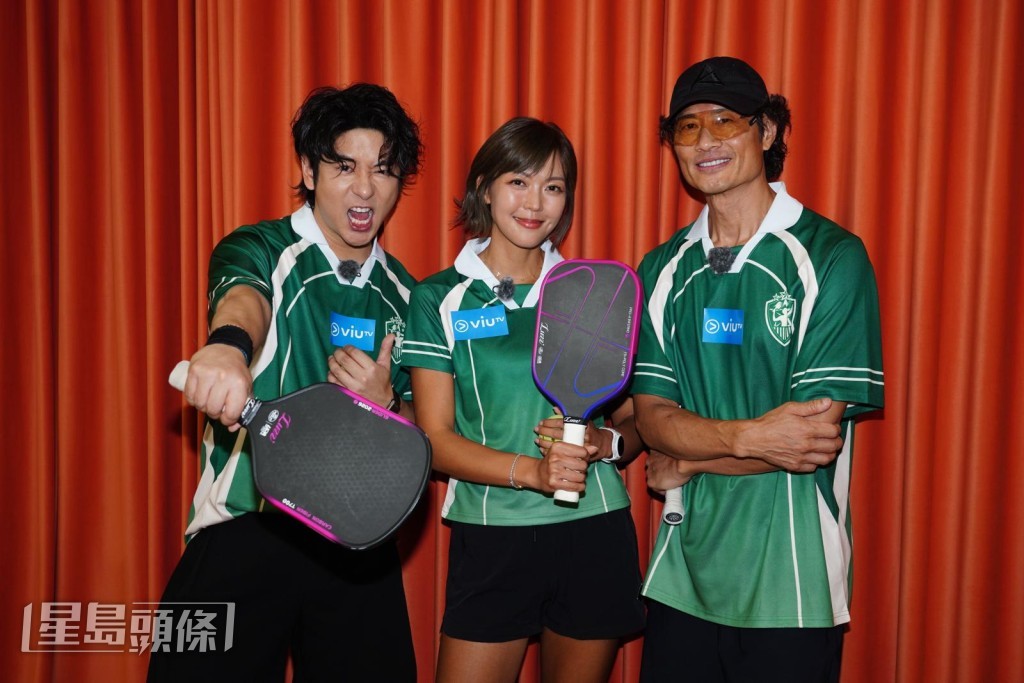 許廷鏗（Alfred）、黃德斌、梁諾妍出席ViuTV節目《公司！我要打Pickleball》拍攝。