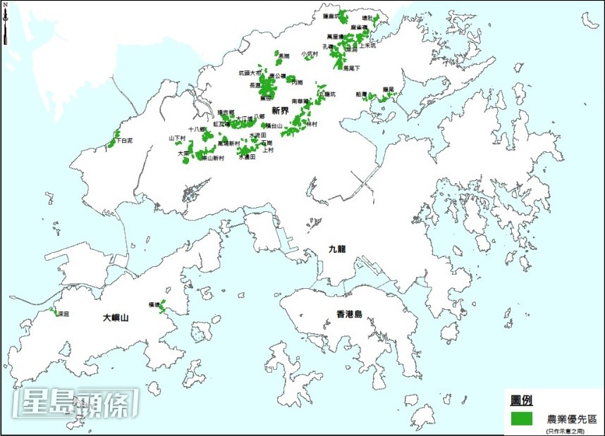 農業優先區總面積約為980公頃，扣除基建也有約760公頃土地擬用作農耕。