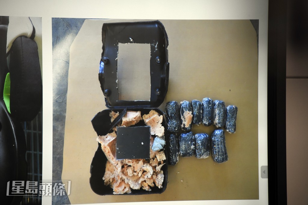 不法份子利用座椅底部藏毒。楊偉亨攝 不法份子利用座椅底部藏毒。楊偉亨攝