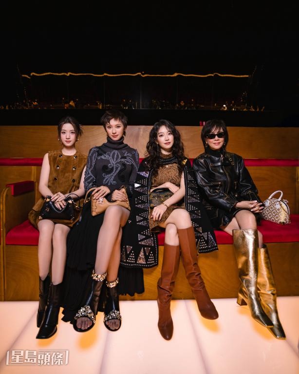 去年獲邀與(右起)劉嘉玲、宋茜、王丹妮一起在澳門睇時裝騷。 去年獲邀與(右起)劉嘉玲、宋茜、王丹妮一起在澳門睇時裝騷。