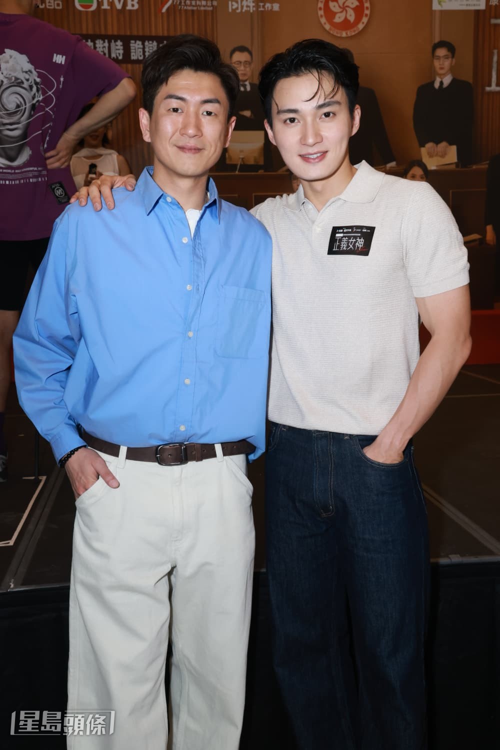 周嘉洛和馬貫東今日（25日）到將軍澳出席《正義女神》「兩神對峙 詭辯之才」宣傳活動。