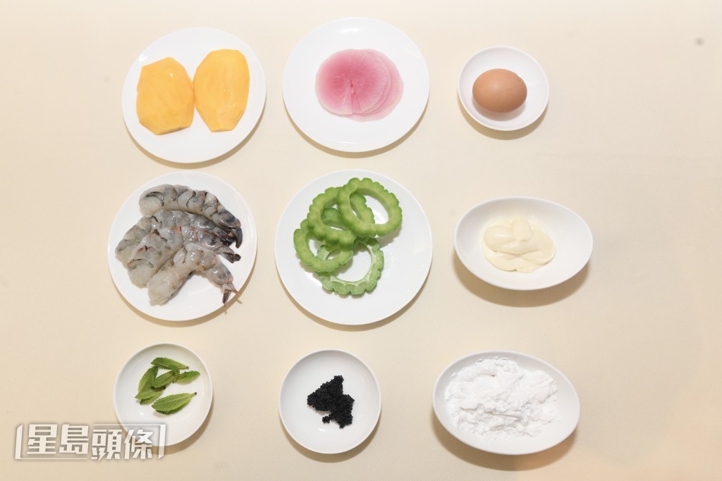 黑魚子香芒蝦球材料