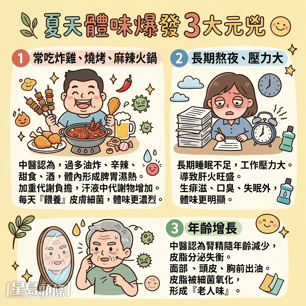 夏天体味爆发3大元凶