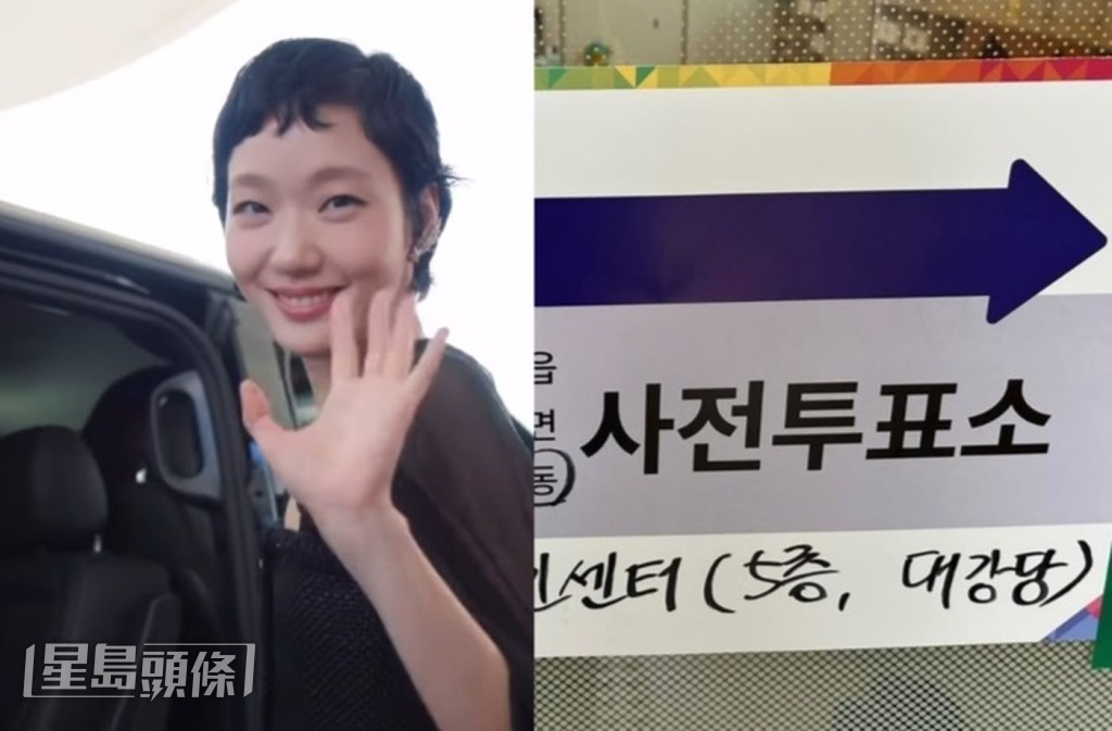金高恩(圖左)索性只晒投票站告示牌就算。 金高恩(圖左)索性只晒投票站告示牌就算。