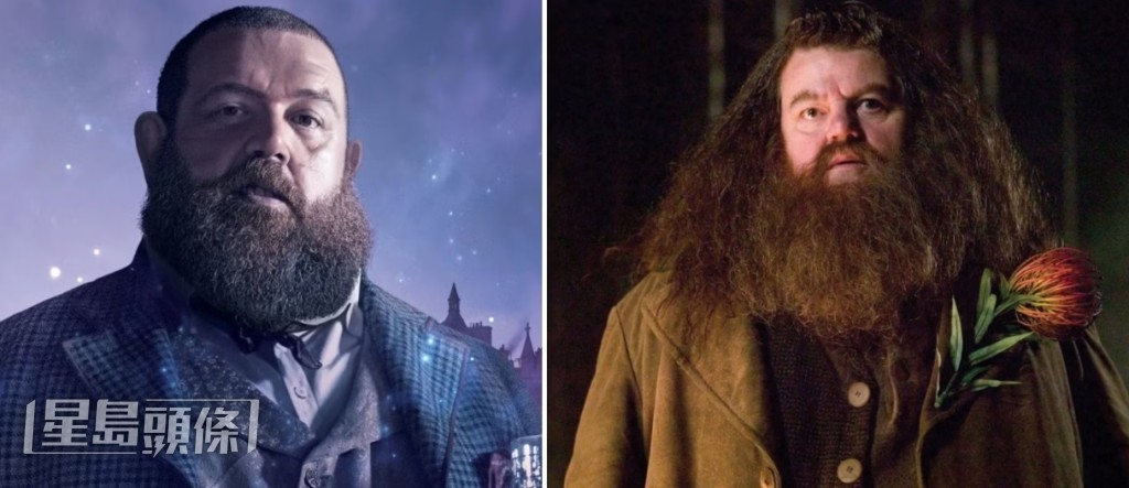3位小主角的守护者海格,则由英国男星Nick Frost(左)扮演。 3位小主角的守护者海格,则由英国男星Nick Frost(左)扮演。
