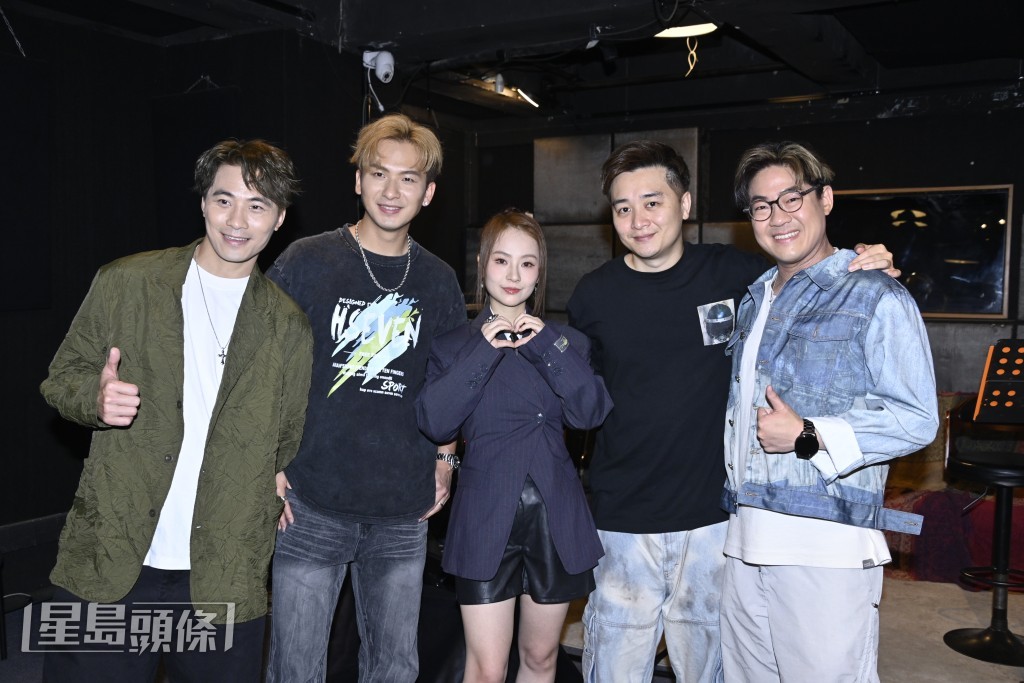 谷婭溦、周吉佩、譚輝智、黃劍文與羅啟豪到新蒲崗為《四王一后 五聲激鬥演唱會》綵排。