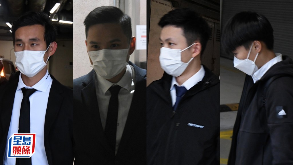 被告由左至右：莫志成、韓廷光、陳守業及尹栢詩。何君健攝