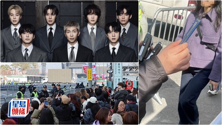 BTS回歸騷前夕約3萬人湧入光化門霸位  警方部署7,000名警力嚴陣以待  老人持刀過安檢爆衝突