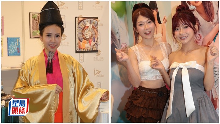 陳美濤與台灣職棒啦啦隊女神芮絲和星岑今日一起到書展出席活動。