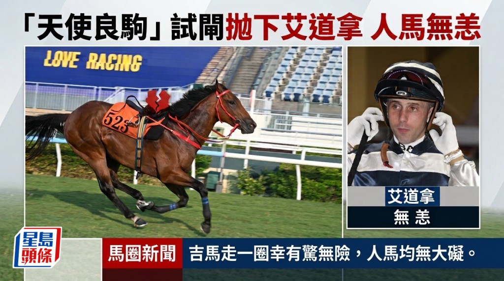 「天使良駒」今晨試閘拋下艾道拿 幸人馬無恙