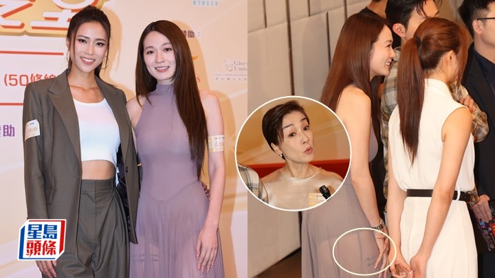 蔡潔透視長裙晒大腿紋身 江美儀擰轉頭八卦後踢爆：好友送嘅詩 。