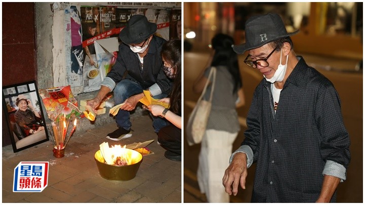 梅啟明與未婚妻現身梅媽故居   帶母親相片路祭燒祭品  情緒激動失聲痛哭彎身抹相