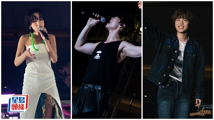 泳兒（Vincy）、黃明德（Dark）、黎展峯（Andy）及洪助昇（Aiden）日前出席於海洋公園水上樂園「Aqualand」舉行的「New Bomb音樂會」。