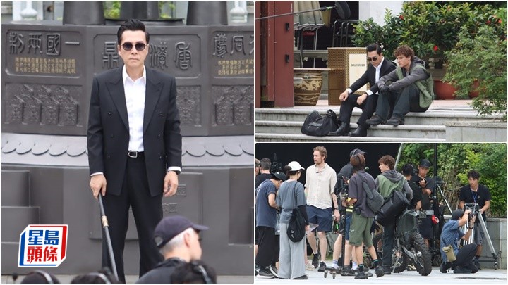 甄子丹率团队入天坛大佛拍摄   Mason Thames揸电单车登场 百人剧组大阵仗惹旅客围观