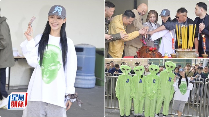 JACE現身紅館拜神  未因門票銷情未如理想影響心情  粉絲扮綠色外星人力撐  
