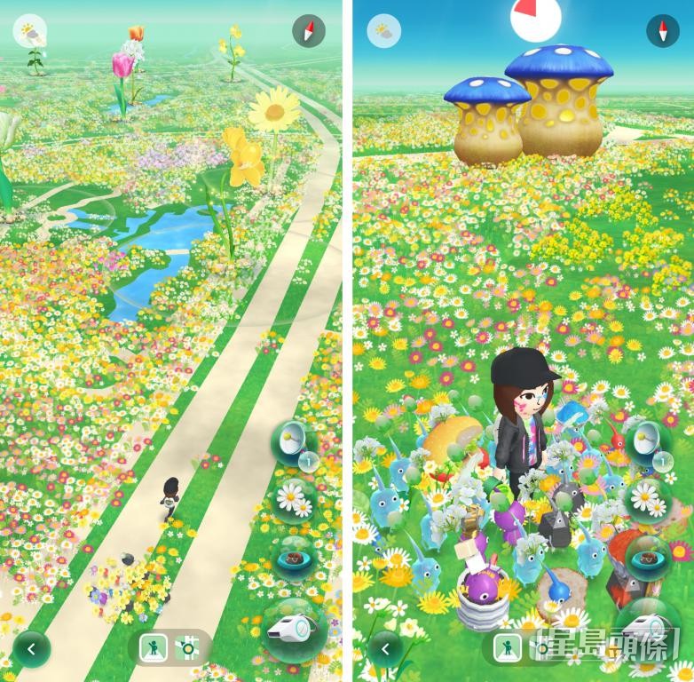 《皮克敏》透過擴增實境技術，把現實地圖轉化為「花園」，玩家可以透過步行來「種花」。