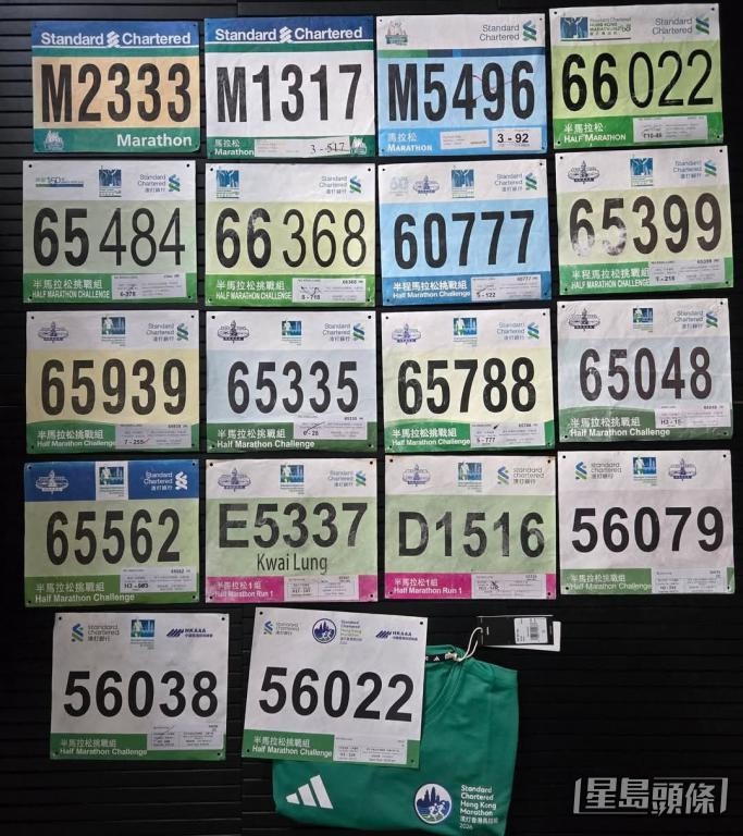 历代渣马跑衣、奖牌和号码布成为吴贵龙的「另类藏品」。 受访者提供