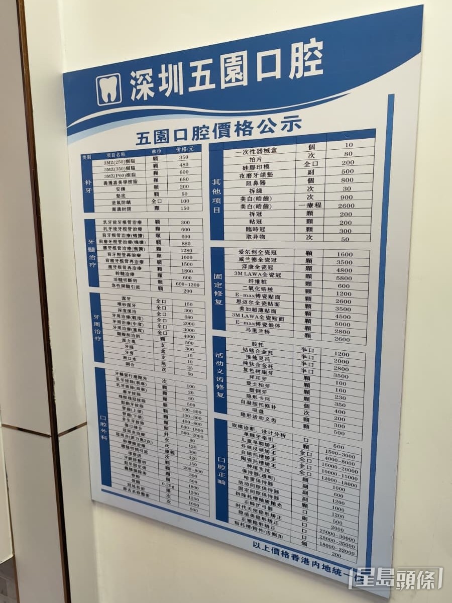 涉案價目表。 涉案價目表。