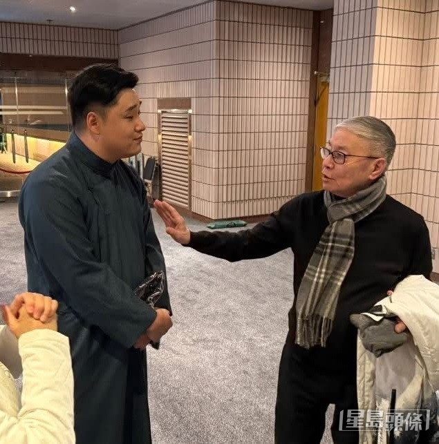 粵劇老倌阮兆輝致力推廣南音，楊恩華感謝他常作指點及鼓勵。受訪者提供 