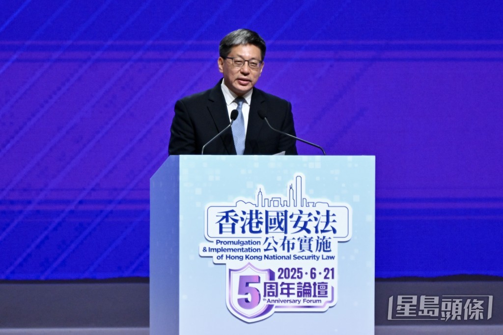 張勇表示,《香港國安法》豐富和發展香港維護國家安全的法律制度體系,是捍衛國家安全和守護香港安寧的國之重器。劉駿軒攝 張勇表示,《香港國安法》豐富和發展香港維護國家安全的法律制度體系,是捍衛國家安全和守護香港安寧的國之重器。劉駿軒攝