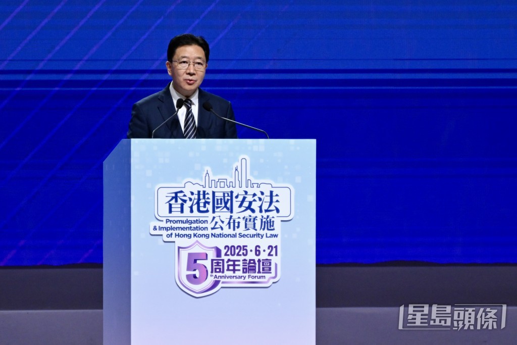 周霽指這5年來維護國家安全犯罪行為依法受到有力打擊,市民珍惜的人權、自由得到法律的有力保障。劉駿軒攝 周霽指這5年來維護國家安全犯罪行為依法受到有力打擊,市民珍惜的人權、自由得到法律的有力保障。劉駿軒攝