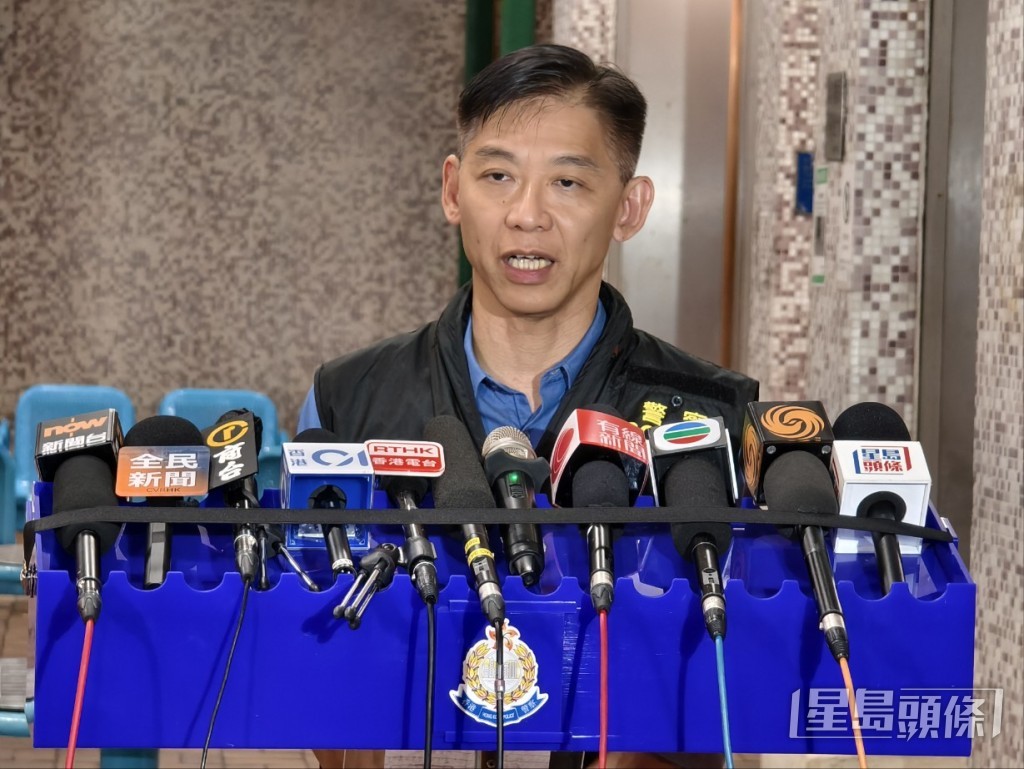 大埔警區助理指揮官(刑事)警司 鍾志強交待案情。尹敬堂攝 大埔警區助理指揮官(刑事)警司 鍾志強交待案情。尹敬堂攝