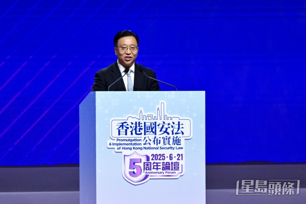 崔建春表示,《香港國安法》的制定實施 ,帶來了一系列變革影響。劉駿軒攝 崔建春表示,《香港國安法》的制定實施 ,帶來了一系列變革影響。劉駿軒攝