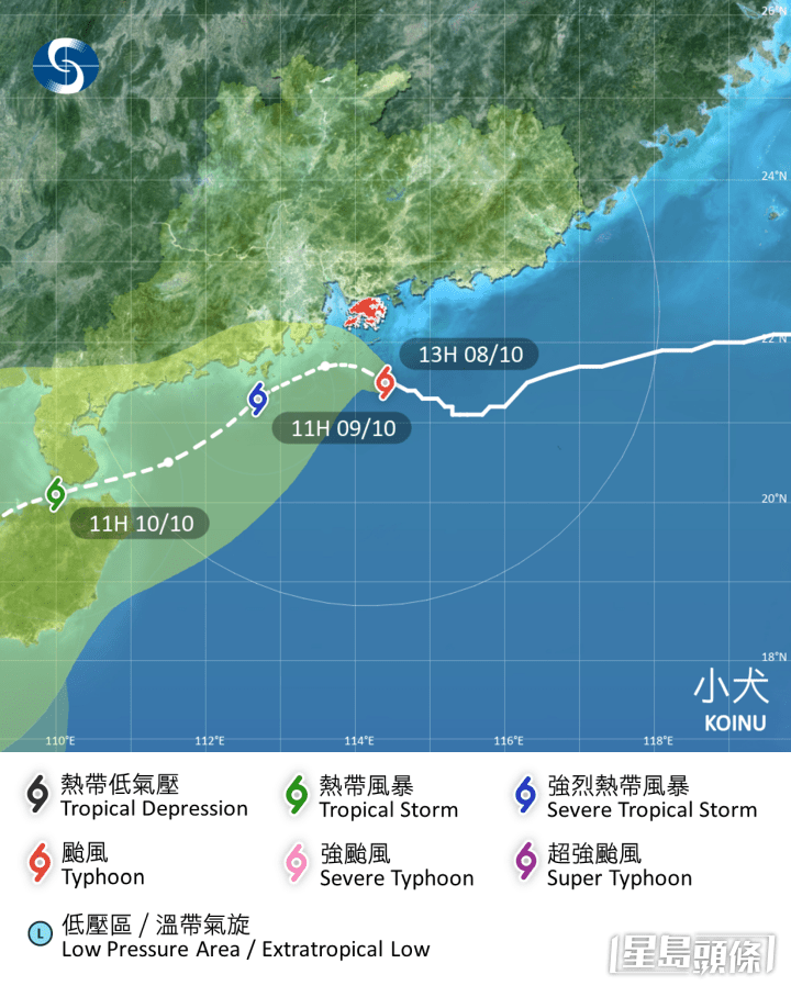 小犬路徑。天文台圖片