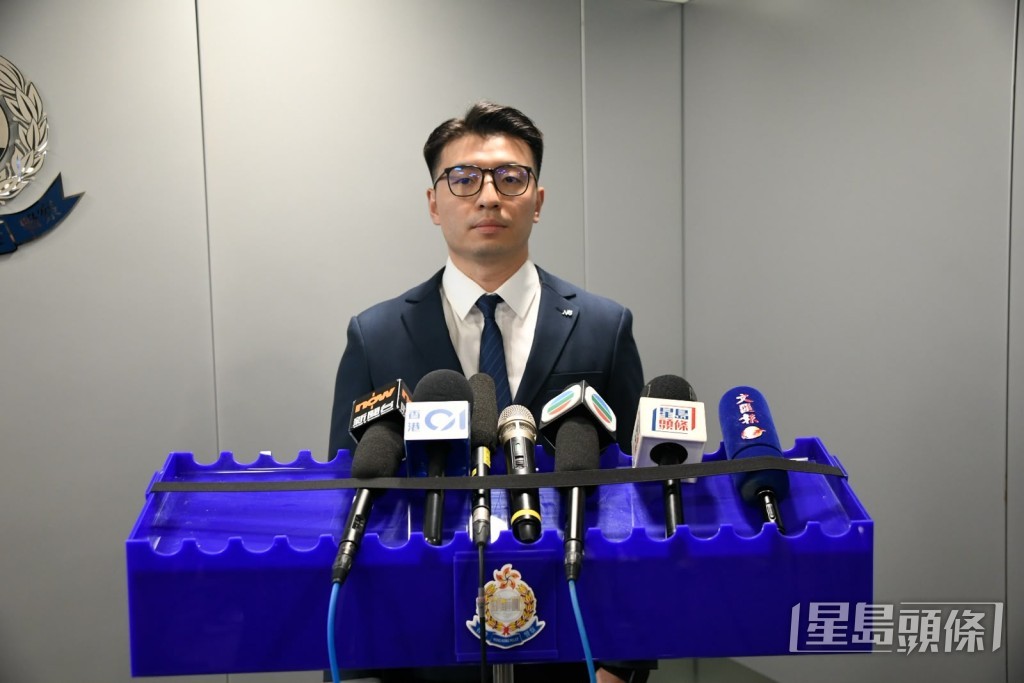 毒品調查科行動組高級督察朱俊業講述案情。楊偉亨攝 毒品調查科行動組高級督察朱俊業講述案情。楊偉亨攝