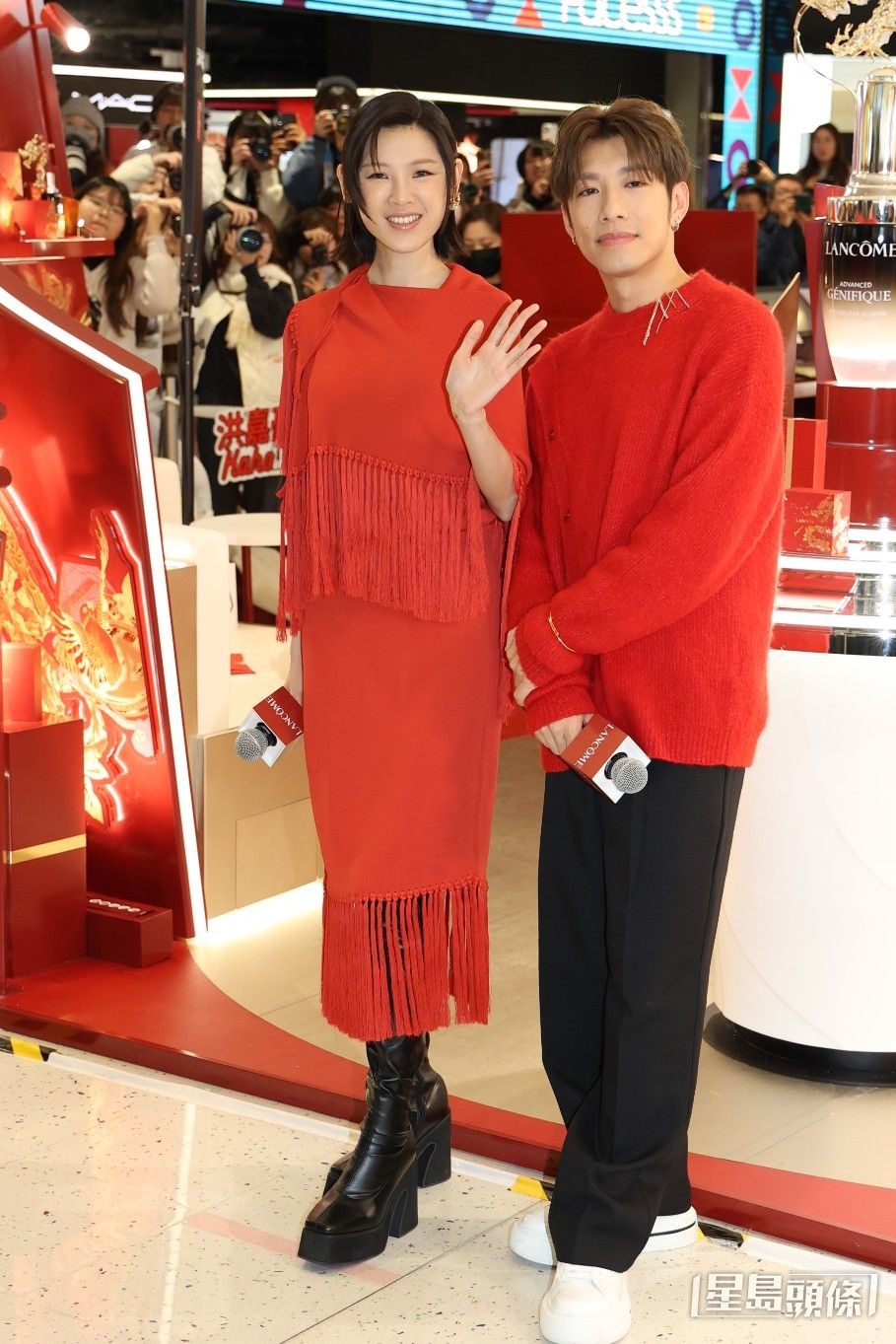 陳蕾、洪嘉豪出席護膚品牌的新年限定店活動