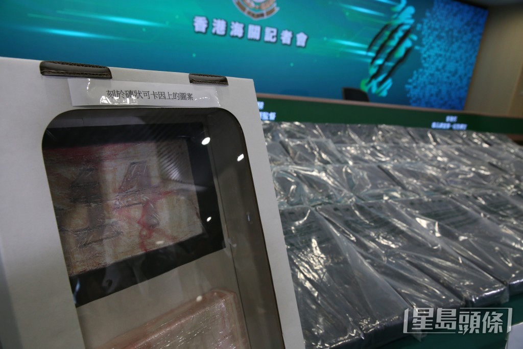 海關檢獲190磚共230公斤懷疑可卡因,市值約1.8億元。劉漢權攝 海關檢獲190磚共230公斤懷疑可卡因,市值約1.8億元。劉漢權攝
