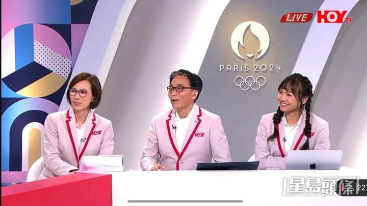 主持人李德能(中)搞笑话：“有珊珊就有金牌！”