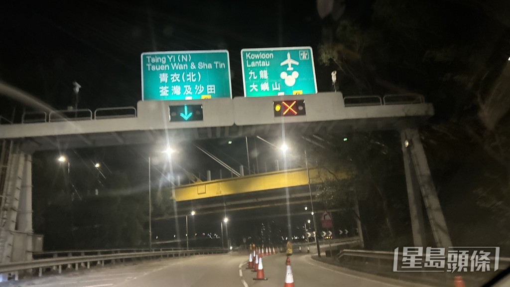 青朗公路近青馬觀景台已封路。蔡楚輝攝