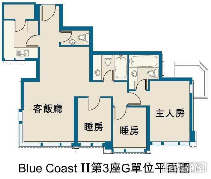 Blue Coast II第3座G單位平面圖。 Blue Coast II第3座G單位平面圖。