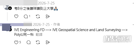 網民意見及分享各類DSE低分最終能升讀大學的途徑。(帖文留言截圖)