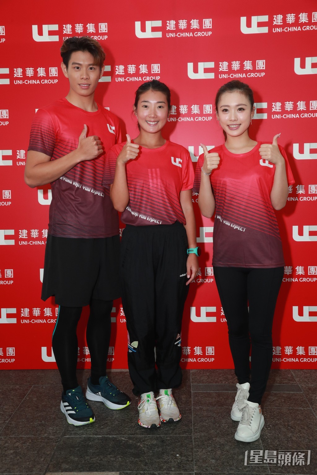 （左起）「港隊飛人」姚敬琛、香港長跑運動員羅映潮及「滑冰女神」馬曉晴