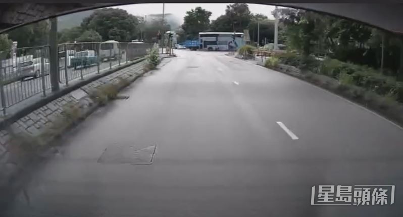 九巴剷上安全島始停。網片截圖