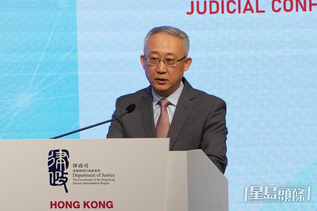法律周2023开幕。图为外交部驻港特派员公署署理特派员李永胜。（叶伟豪摄）